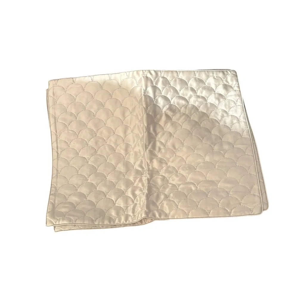 Schweitzer Linens 100% SILK silver quilted half moons pair 2 mini pillow covers